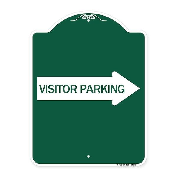 Signmission Visitor Parking W/ Right Arrow, Green & White Aluminum Architectural Sign, 18" x 24", GW-1824-24376 A-DES-GW-1824-24376 - main